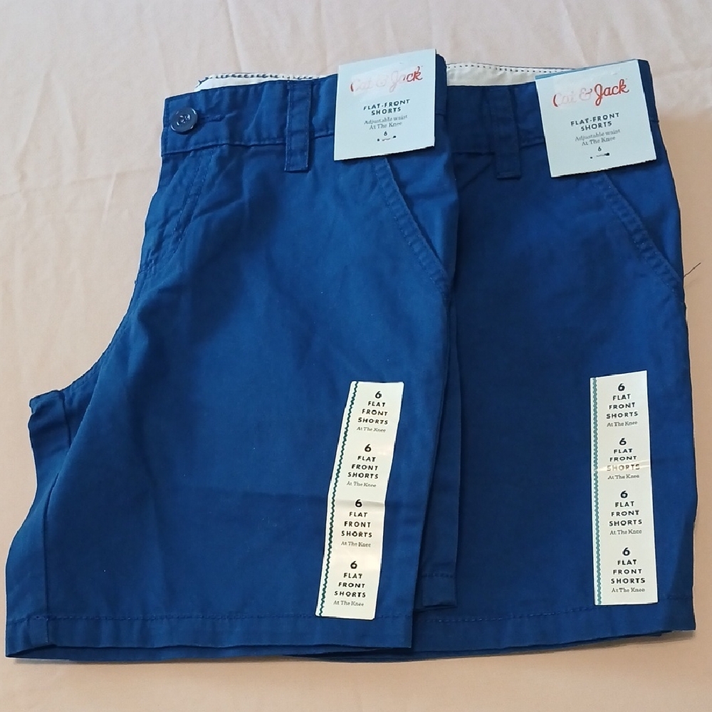 Cat & Jack Navy Flat Front Shorts (2)pairs